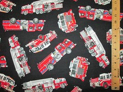REALISTIC FIRETRUCKS WITH LADDER FIRE TRUCK RED BLACK COTTON FABRIC FQ