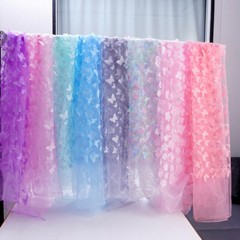 3D Butterfly Mesh Tulle Cloth Gradient Organza Wedding Party Skirt Sewing Fabric