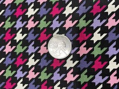 David Textiles Fabric Geometric Black Pink Purple Green Remnant 60″ x 40″ Sewing