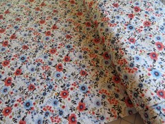 By The Yard ~ Poppy Flowers Cream/ Stone Cotton $3.99 Ships ANY Amount Of Fabric