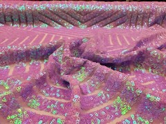 Iridescent Lilac Geometric Sequin Fabric on Mesh 2 Way Stretch BombShell Sequin
