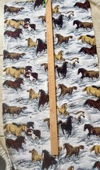 Horses In The Snow, Snowy Canyon. Grey. Brown. Tan.White Cotton Fabric Per Yard