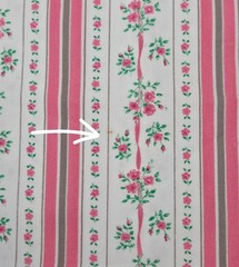 Vintage Cotton Fabric Floral Stripe Pink Ribbon White 69″ x 43″ Wide Crisp