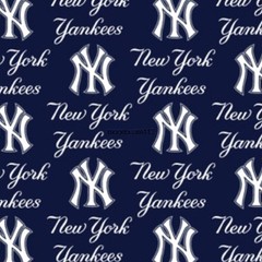21″L x 60″W MLB New York Yankees Blue Cotton Fabric Major League Baseball Logo