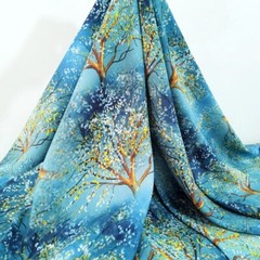 1 yard X 1.4 meter Forest Trees Digitally Print Viscose Fabric For Robes Arabian