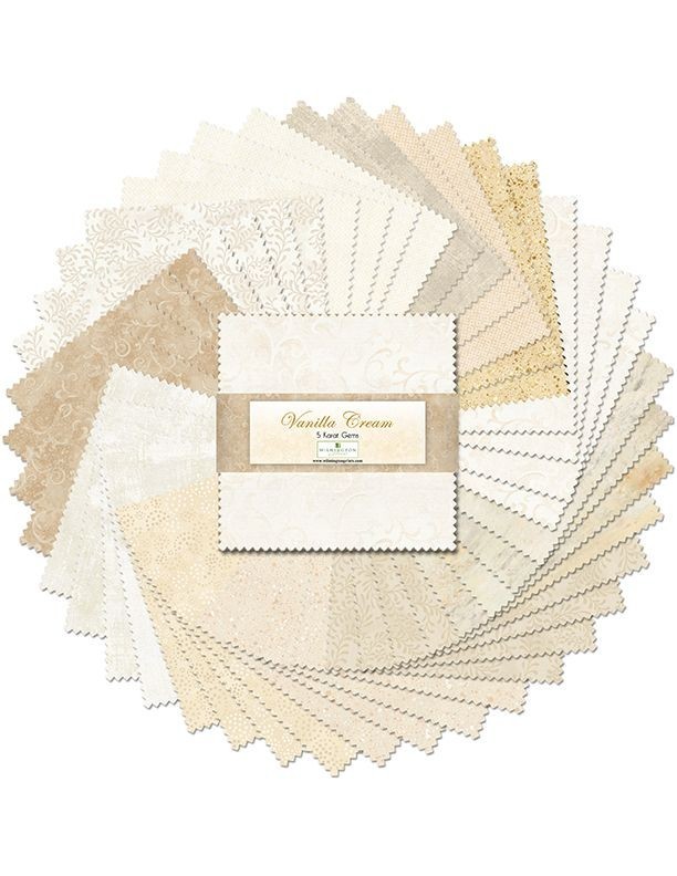 5″ Charm Pack – Vanilla Cream 5 Karat Gems Cotton Fabric Precuts M517.13