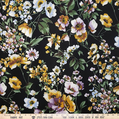 Liverpool Knit Gold/Lavender Floral Print 58″ Fabric by the Yard
