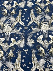 5 Yard Hand Block Animal Bird Print Cotton Indian Natural Sanganeri Print Fabric
