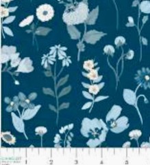 Midnight In Bloom Fat Quarter Pack By Camelot Birds Butterflies Navy & Peach