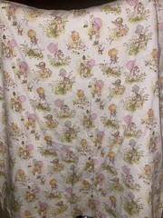 VTG J Manes HOLLY HOBBIE SUNBONNET GIRL CAT/GARDEN/COOKING RETRO Baby Blanket