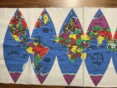 1988 Hugg-A-Planet EARTH Fabric Panel By XTG Products DIY Huggable World Map