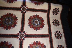 Dahlia Navy Cheater Quilt Fabric Cotton/Poly 36 inches X 90 inches
