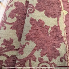 Vintage Burgundy Gold Grape Leaf Vine Scroll Jacquard Upholstery Fabric 13 Yds