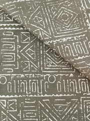 Virginia Kraft Textiles Rebeka Linen Fabric In Fir Hand Blocked 3 1/2 Yards