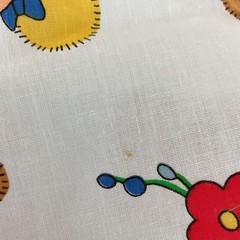Vintage Teddy Bear Duck Flowers Novelty Print Nursery Fabric 55″ L x 45″ W