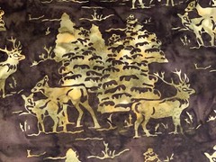 By 1/2 Yd Bali Batiks Cotton Quilt Store Fabric Deers Trees Fawns Hunting Brown