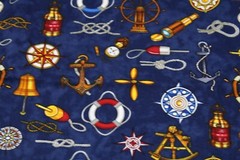 Sewing Fabric Quilt Cotton 42×1/2 yd Kaufman Seaport View Print D# 8489 Blue
