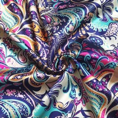 58” Wide By Yards Stretch Satin Fabric Vintage Paisley Silky Charmeuse Material