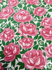 Fabric Pink Rose Green Floral 5 Yds X 44 Lightweight