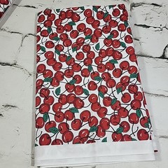Vintage Cherry Print Cotton Fabric 2 Cut Pieces 1yard And 1.5 Yards Sew Crafts