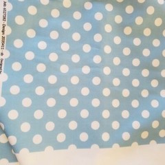 SPOONFLOWER POLKA DOT BLUE/WHITE FABRIC:NEW PIECE: 1 YARD + 7 INCHES
