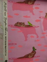 Tula Pink Cotton Fabric 1 Fat Quarter My Hippos Don’t Lie on Pink 18″ x 21