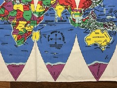 1988 Hugg-A-Planet EARTH Fabric Panel By XTG Products DIY Huggable World Map