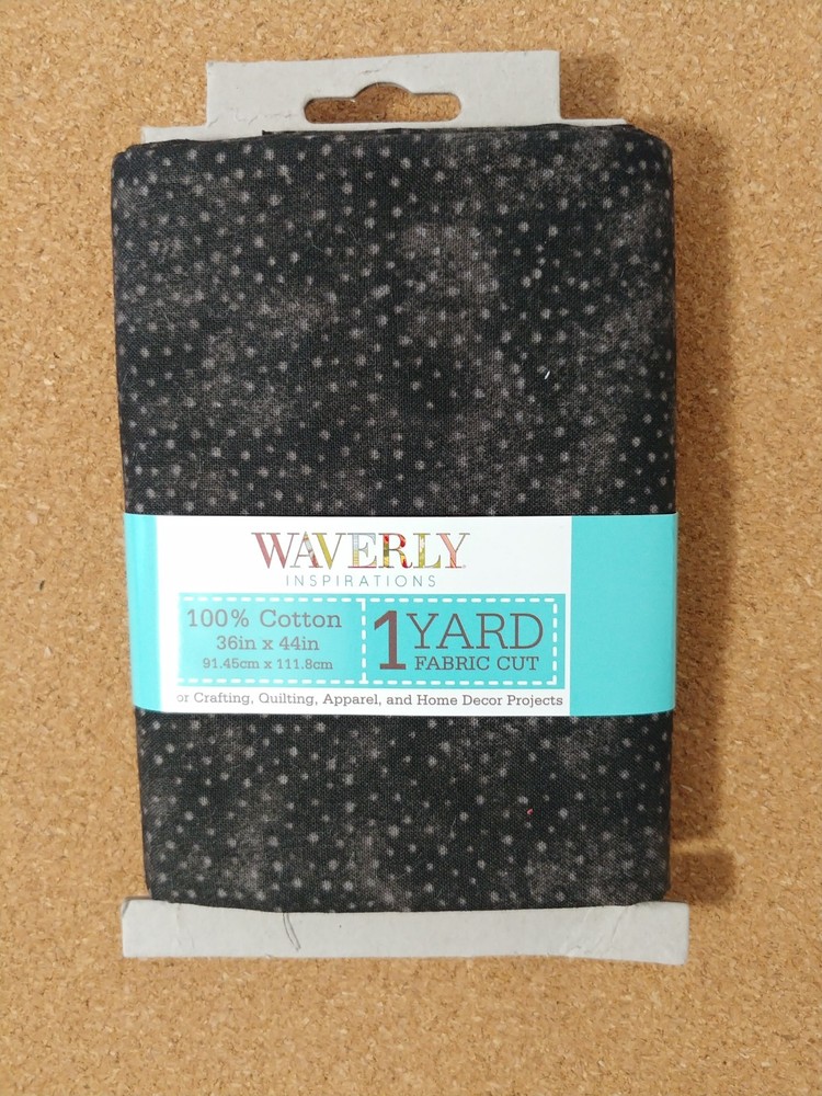 Waverly Inspirations Fabric (1) Yard Pre-Cut. Cotton Black Gray Norway Dots NEW