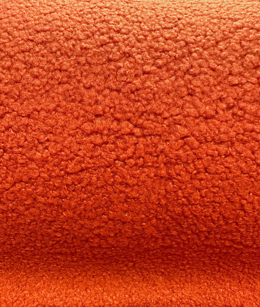 Fuzzy Wooly Boucle Orange Persimmon Upholstery Fabric By The Yard