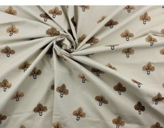 Embroidered August Putty Cognac 2.5 yd Upholstery Interiors fabric leaf