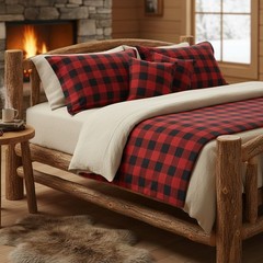 Buffalo Check Tartan Fabric Poly Viscose Wool Free – Multiple Sizes Available