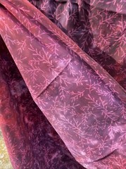 Burgundy Red Batik Fabric Deep Dye Tree Branch Geometric Quilting Art Textile