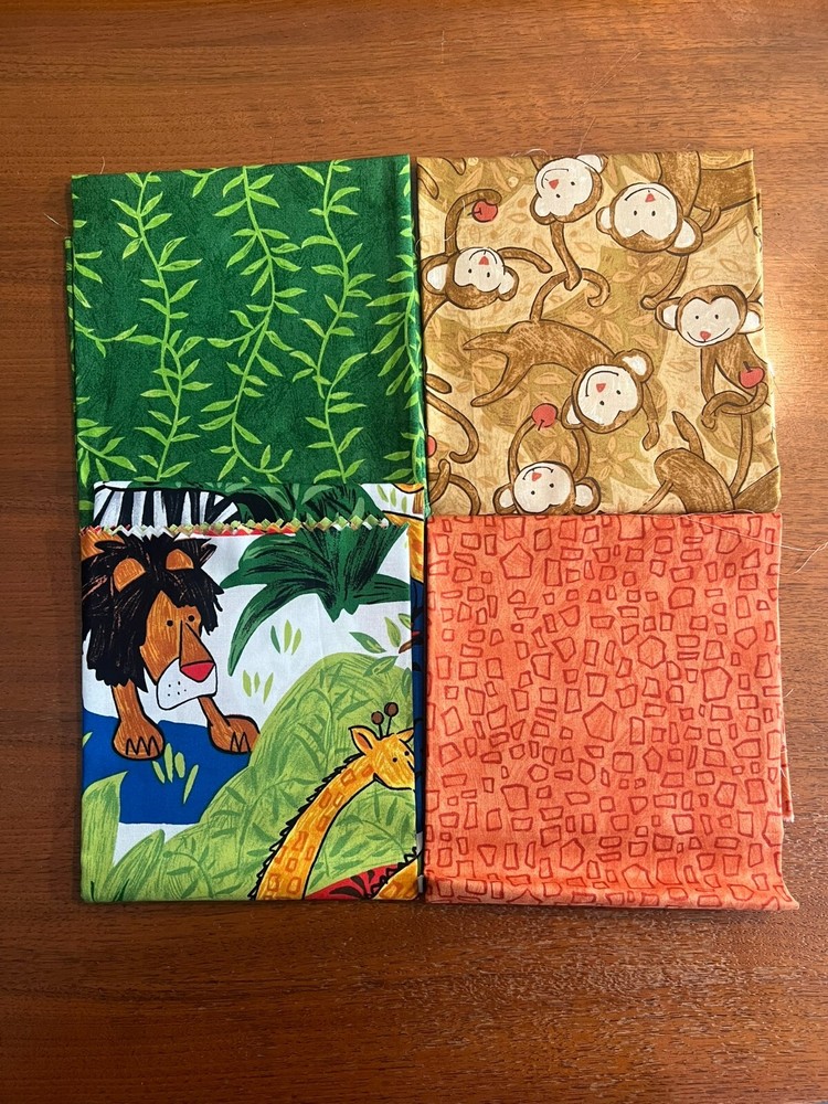 P&B Textiles Quilting 4 Fat Quarters “Safari” Animal Theme NEW