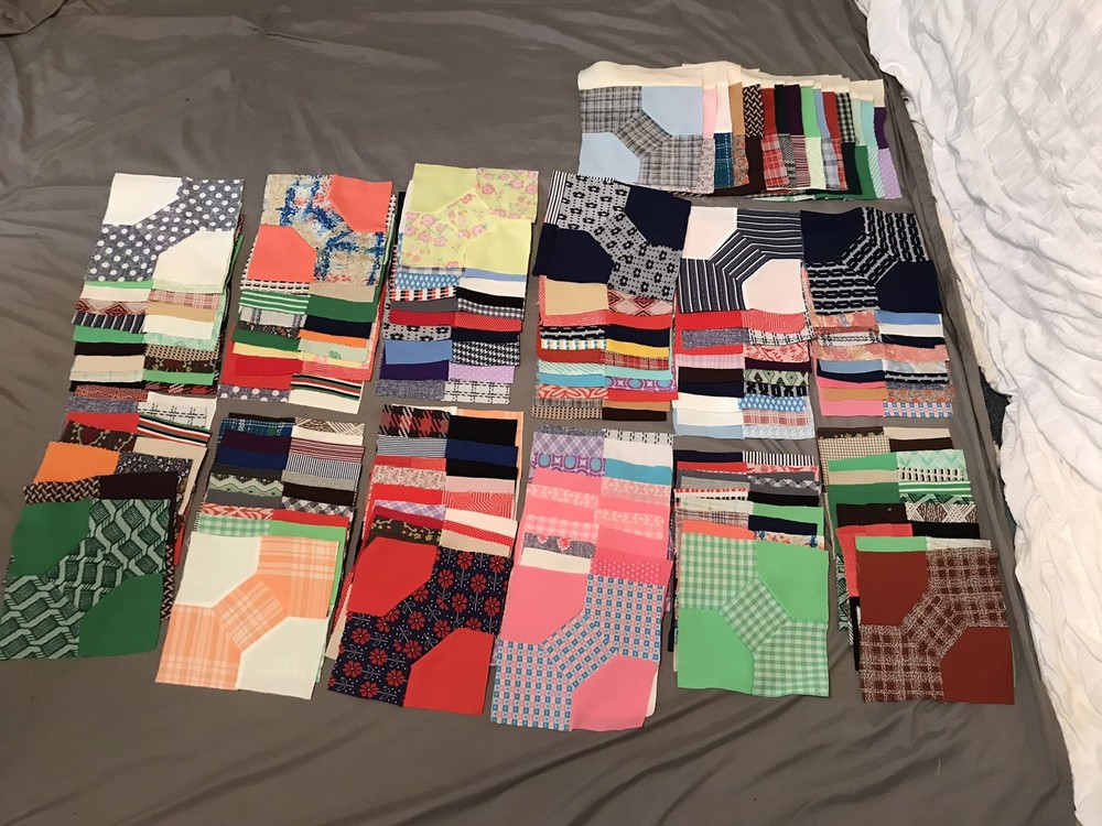 Set Of 130 Bowtie Pattern Quilting Pieces Multi Colors 7.5” Squares