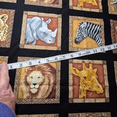 Large Safari Animals Giraffe Lion Zebra Elephant Cotton Fabric 1 1/4 Yards