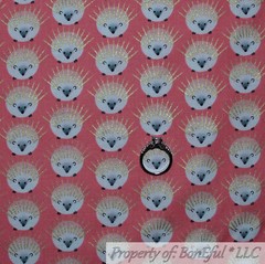 BonEful FABRIC FQ Cotton Quilt Gray Butterfly White Pink Flower Dot Cherry Tree