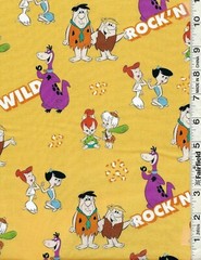 Orange The Flintstones Gang’s a Rock’n by Camelot Fabrics bty