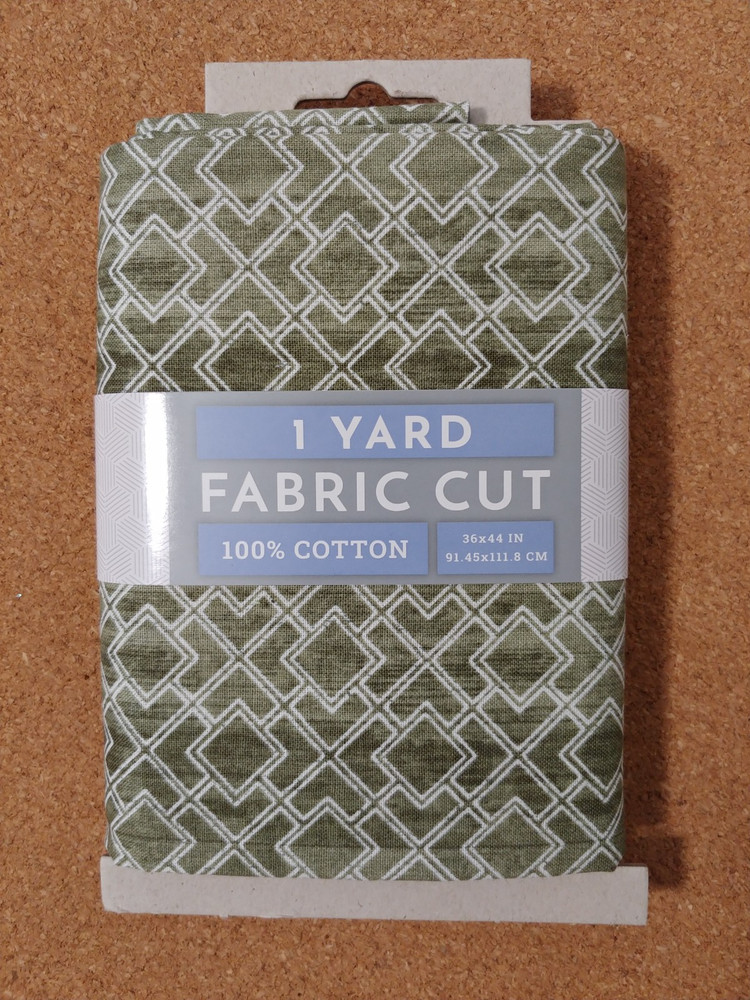 NEW (1) Yard Fabric Pre-Cut Green White Geometric by David Textiles. 100% Cotton