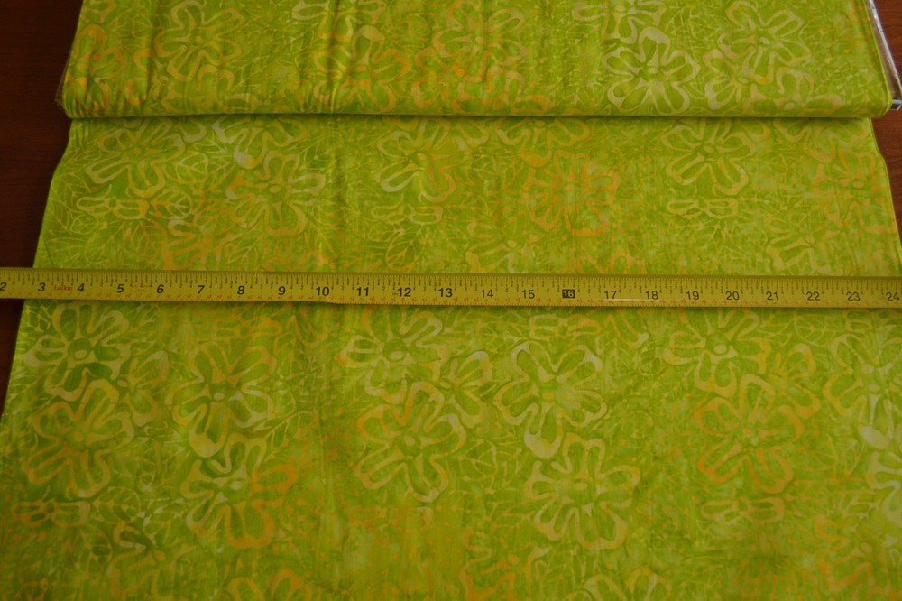 By 1/2 Yd, Lime Yellow Orange Floral Tonga Batik, Timeless Treasures/B9385, B805