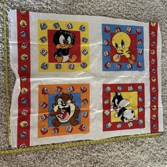 Vintage Looney Toons Sesame Street Cartoon Taz Tweety Sewing Fabric Penal Lot 7