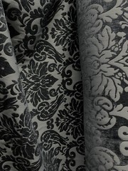 DARK GRAY DAMASK CHENILLE UPHOLSTERY BROCADE FABRIC (54 in.) Sold By The Yard