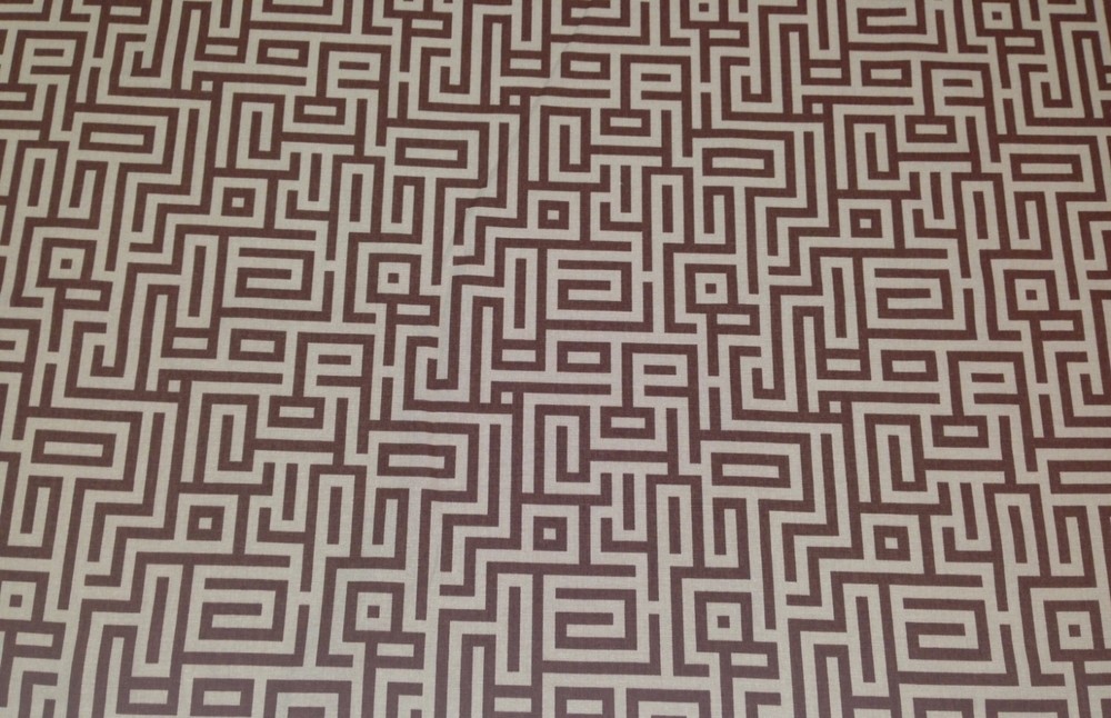 MAGNOLIA HOME COSMO PEBBLE BROWN CREAM GEOMETRIC MAZE FABRIC BY THE YARD 54″W