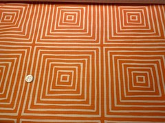 1Yd Quadrille CHINA SEAS Ziggurat Large Scale Orange on Tint 55% Linen Fabric