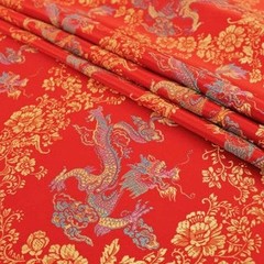 Kai RED Dragon Brocade Chinese Satin Fabric for Cheongsam/Qipao, Apparel, Costu
