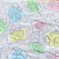 BTY 1980s Pop Art Floral Leaf Fabric Vintage Pastel Cotton