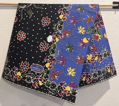 Malaysian Cotton Batik Blue Black Multicolored Floral Pattern