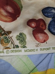 VTG Interior Fabric Design 1995 Fruit Medley With Latin Names 3 Pieces Sewn Tog