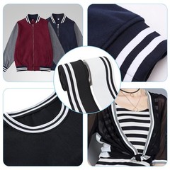 Stretch Rib Cuff Knitted Fabric Stripes Pattern 43.3×2 Inch Sewing 4 Strands
