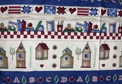 VTG Books Alphabet Checkered Birdhouses Border Stripes Oakhurst Textiles BTFQ