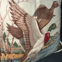 Vintage Throw Pillow Mallards / Ducks MCM Woodland Country Scene 15”x15”